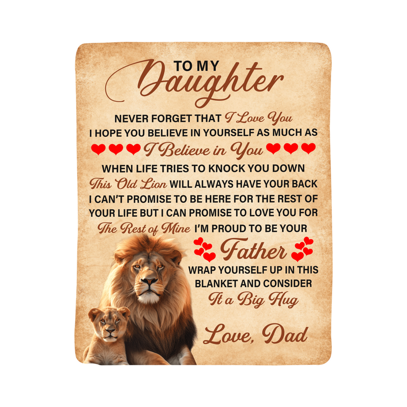 To My Daughter This Old Lion – Sherpa Fleece Blanket